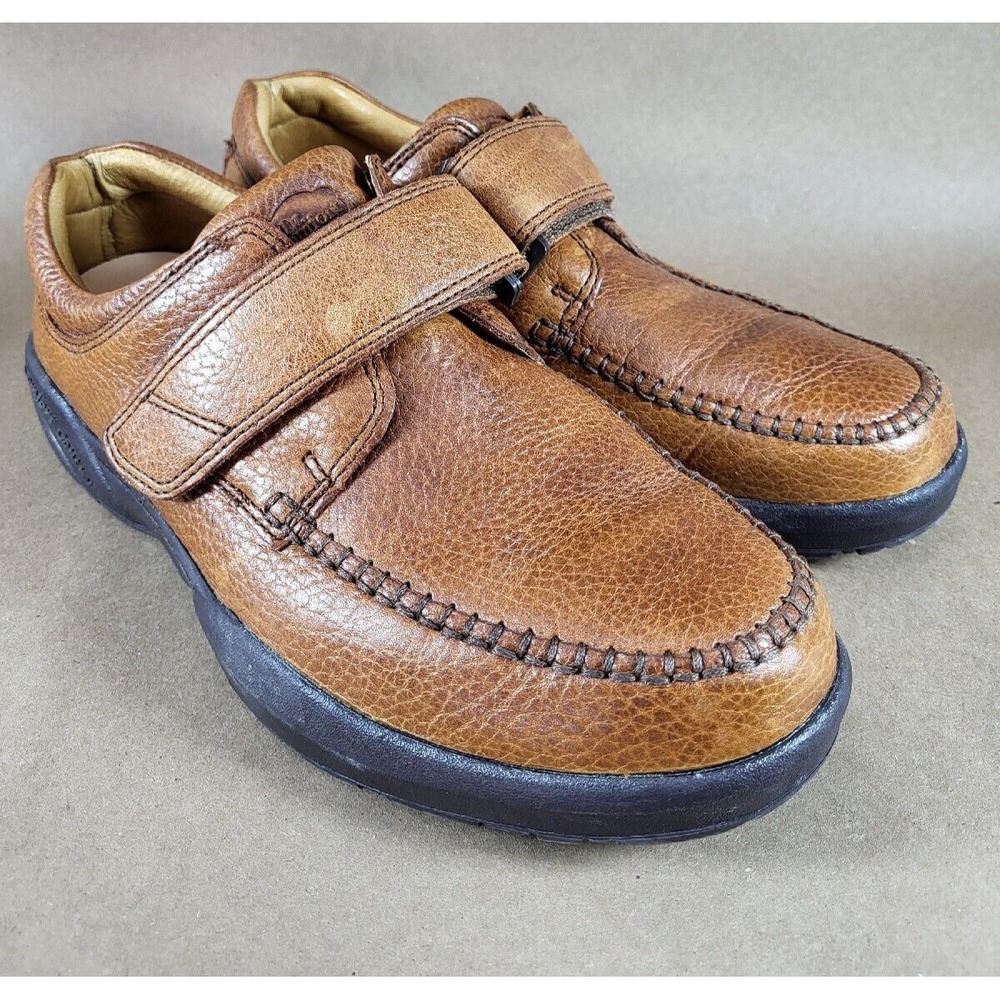 Dr. Comfort Scott 9020 Men's Size 9.5 W  Brown Leather Hook & Loop Shoes